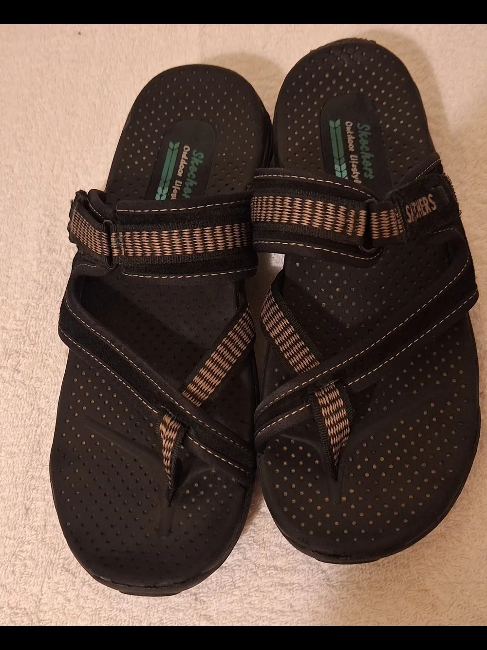 Skechers Men’s Black Brown Webbing Sport Sandals